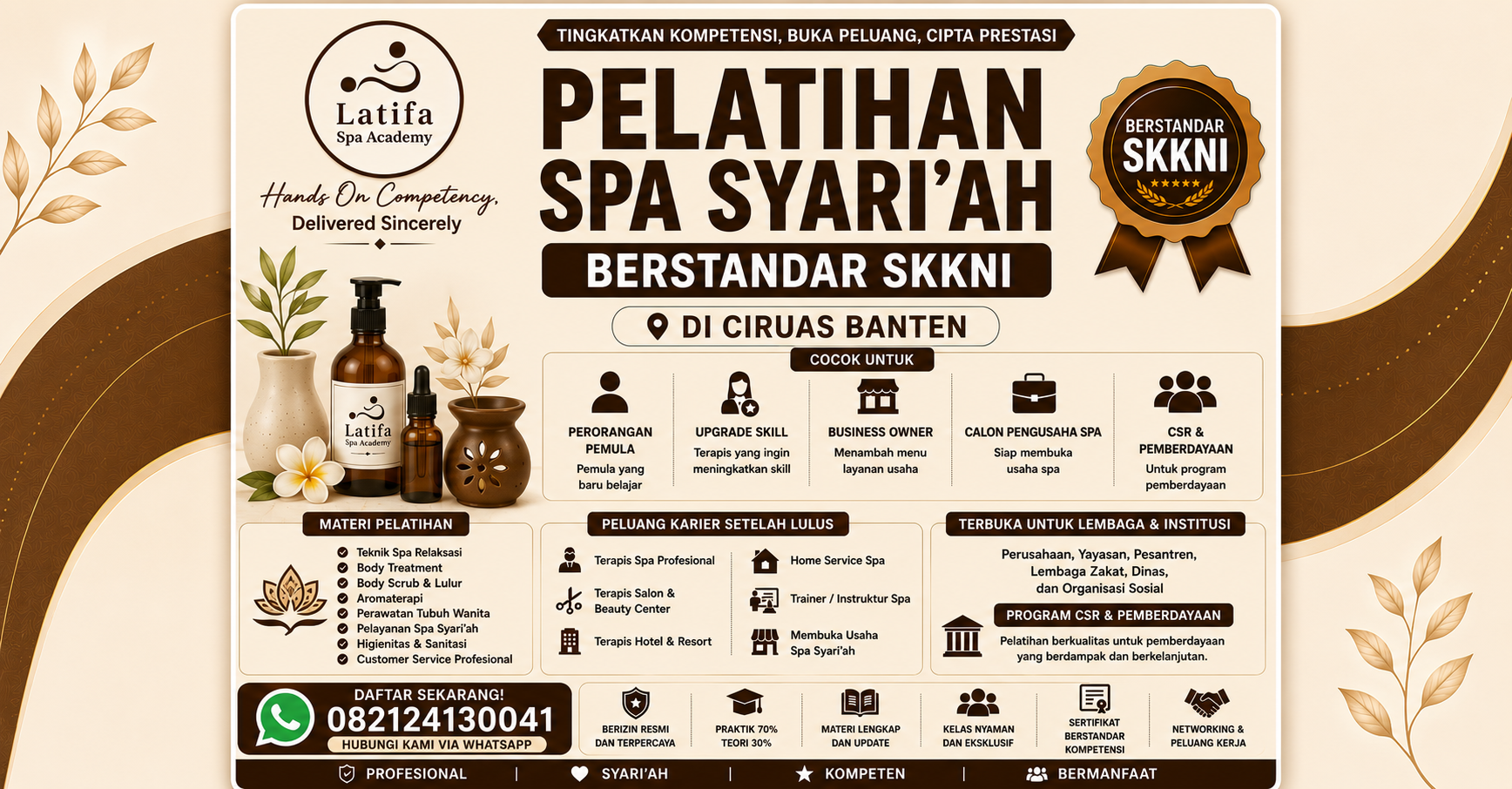 Pelatihan Spa Syari'ah Berstandar SKKNI di Ciruas Banten 082124130041